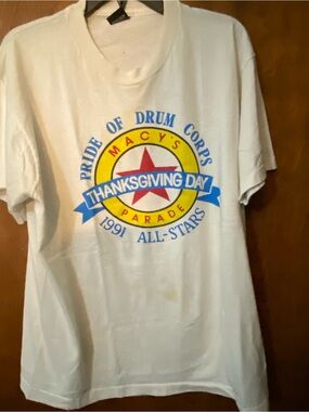 XLVintage Macy's Thanksgiving Day Parade 1991 Pride of drum corps has stain